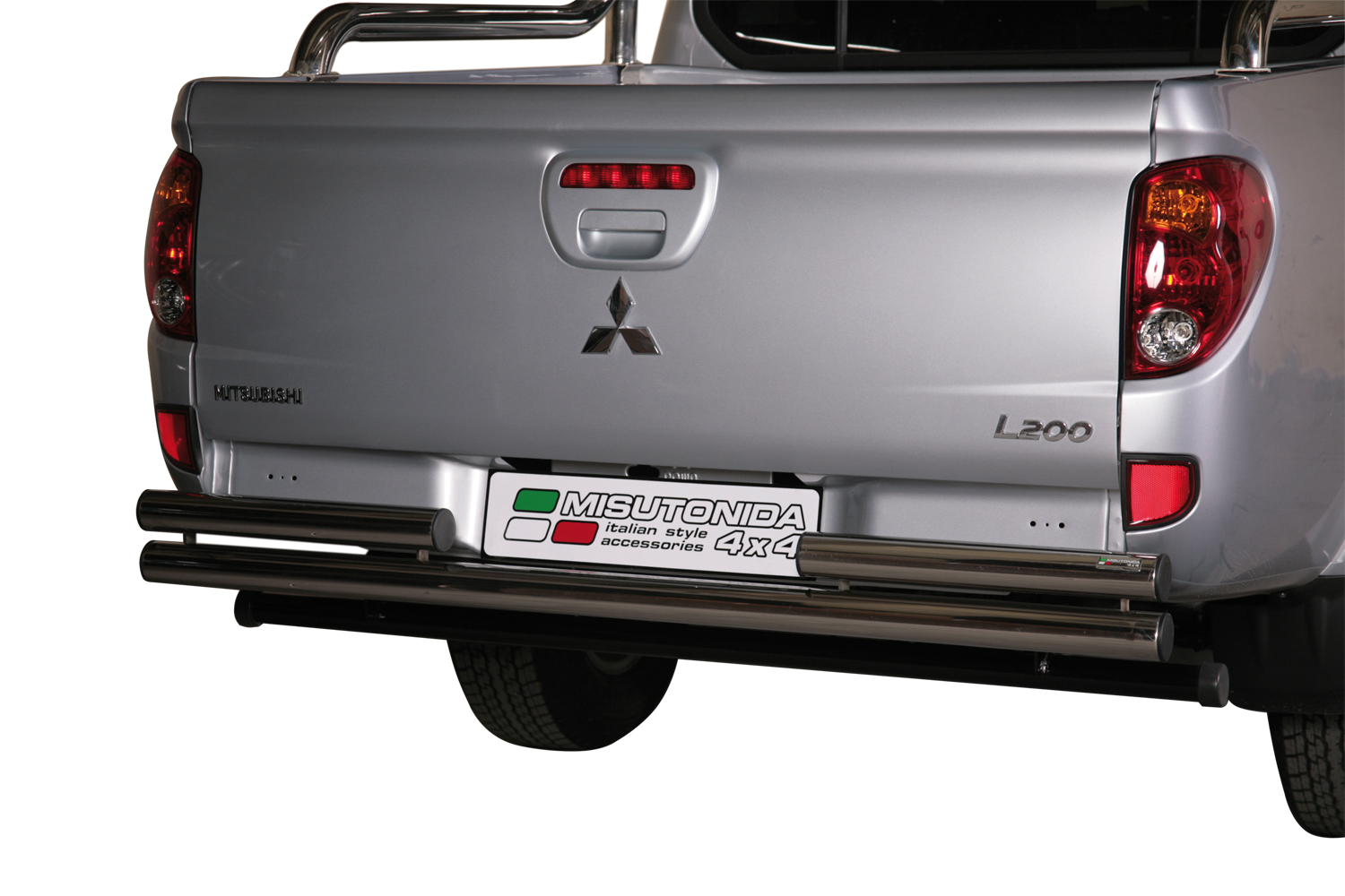 Paraurti Posteriore Inox A Doppio Tubo Ø63 Mitsu. L200 2010-2014 Club Cab