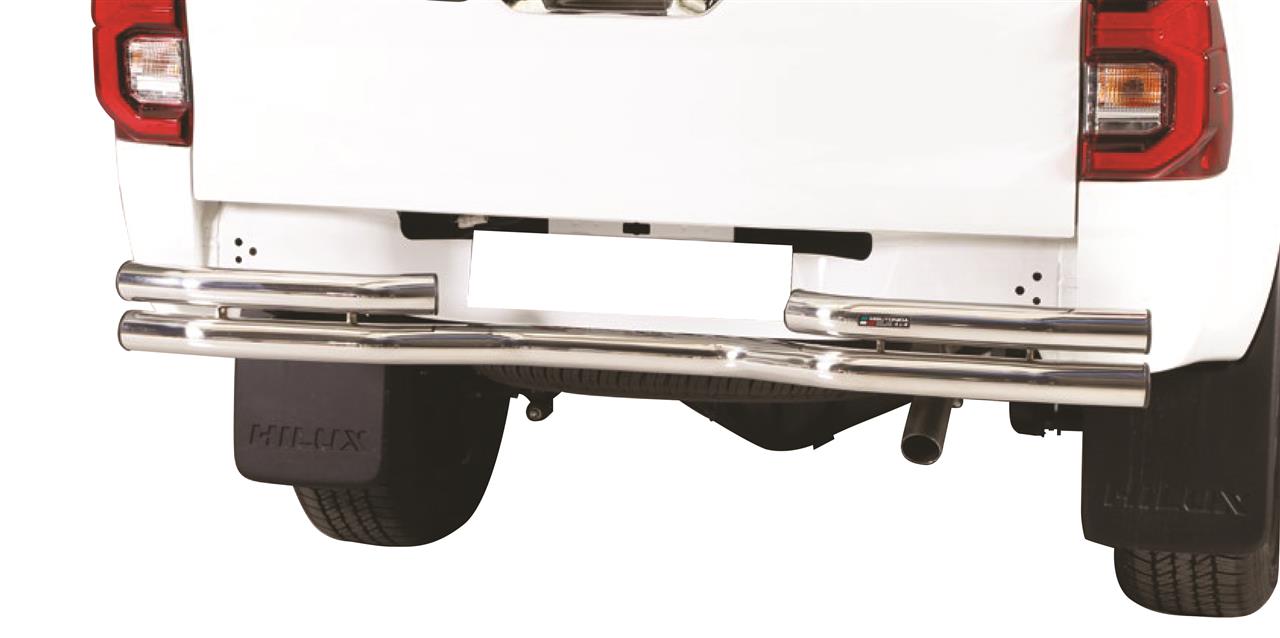 Pare Choc Posteriore Doppio Tubi Inox Ø63 Toyota Hilux 21+ Compatibile Attelage Doppia Cabina