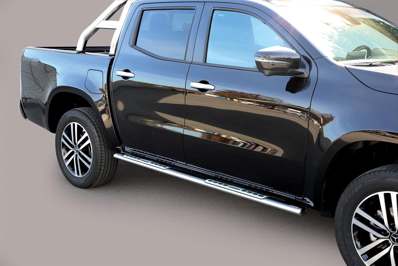 Pedane Laterali Ovali Inox Design Mercedes Classe X Doppia Cab 2017+