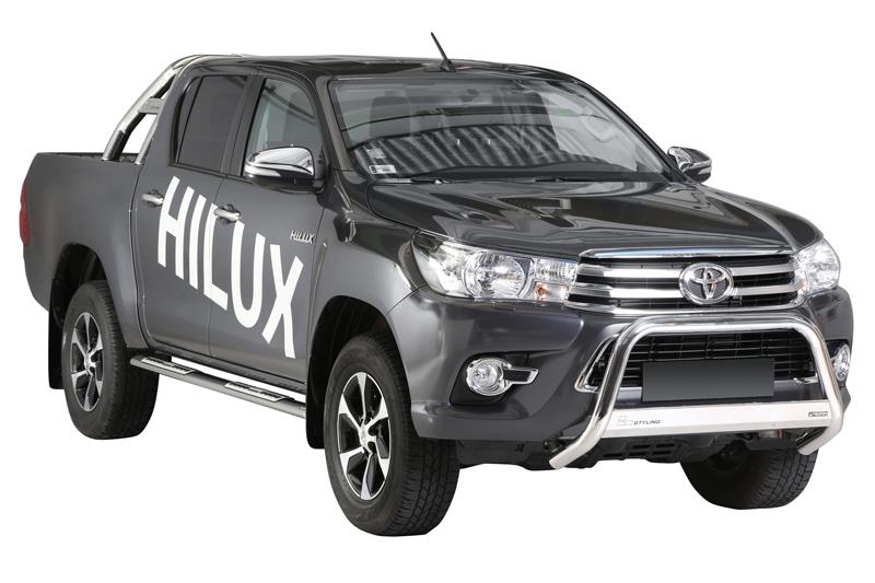 Pedane Laterali Ovali Inox Design Toyota Hilux 2016+ Doppia Cab