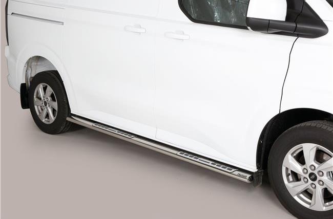 Pedane Laterali Ovali Inox Design Ø 76 Ford Transit Custom 2023+ L1