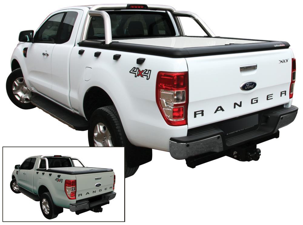 Tonneau Cover Alluminio Ford Ranger Doppia Cabina 2012+ Compatibile Roll Bar D'origine Gris Nacre 2Pnc