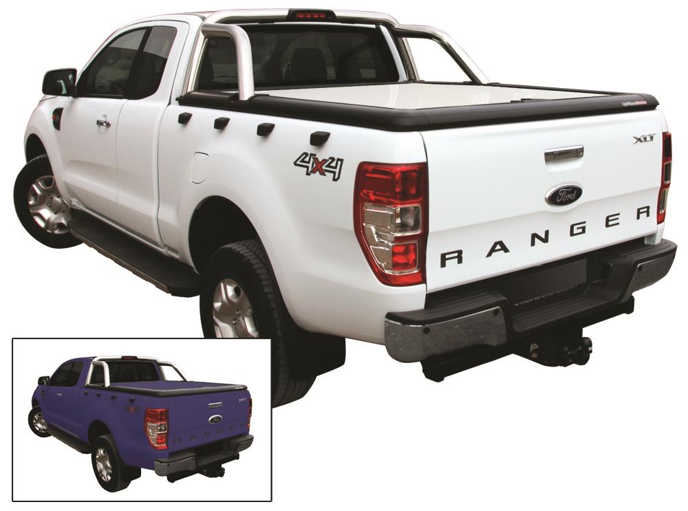 Tonneau Cover Alluminio Ford Ranger Doppia Cabina 2012+ Compatibile Roll Bar D'origine Blu Cyclone 3Cvc