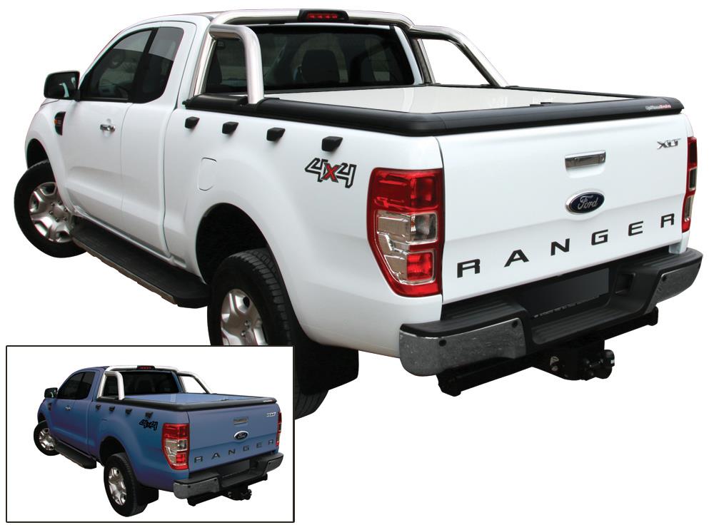 Tonneau Copertura Alluminio Ford Ranger Doppia Cabina 2012+ Compatibile Roll Bar Di Origine Blu Oceano 6Dvc