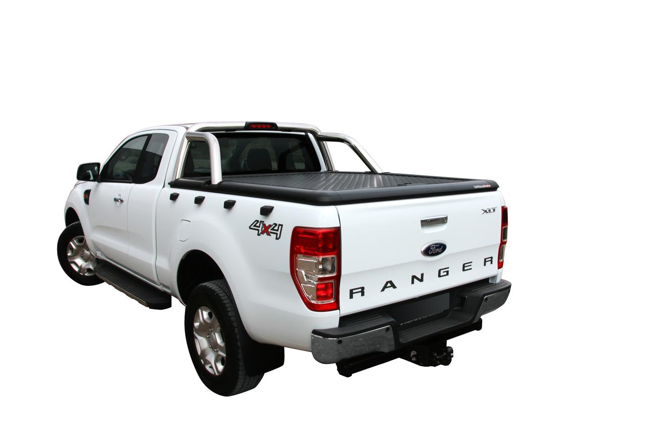 Tonneau Cover Upstone Alu Nero Ford Ranger D.cab 2012+ Per Roll Bar Oem