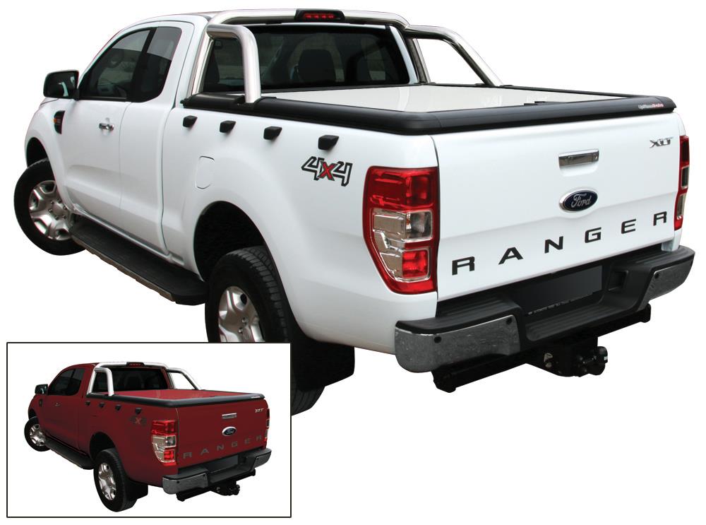 Tonneau Cover Alluminio Ford Ranger Super Cab 2012+ Compatibile Roll Bar D'origine Rosso Rame 37M