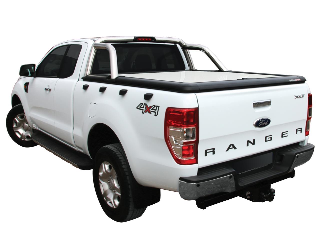 Copertura Tonneau Alluminio Ford Ranger Super Cab 2012 + Compatibile Roll Bar Origine Bianco 7Vta