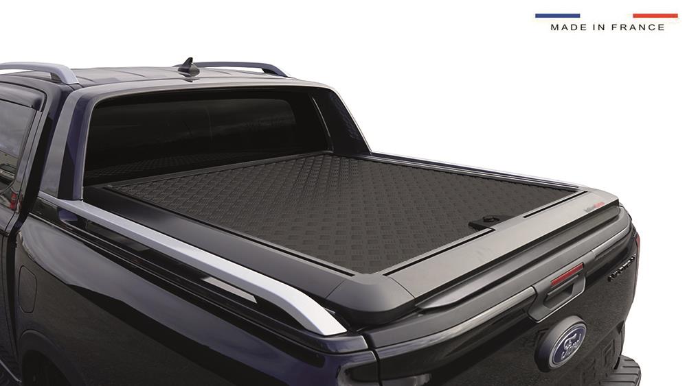Tonneau Coprono In Alluminio Ranger 23+ Super Cabina Compatibile Roll Bar Wildtrack Thermolaqué Nero