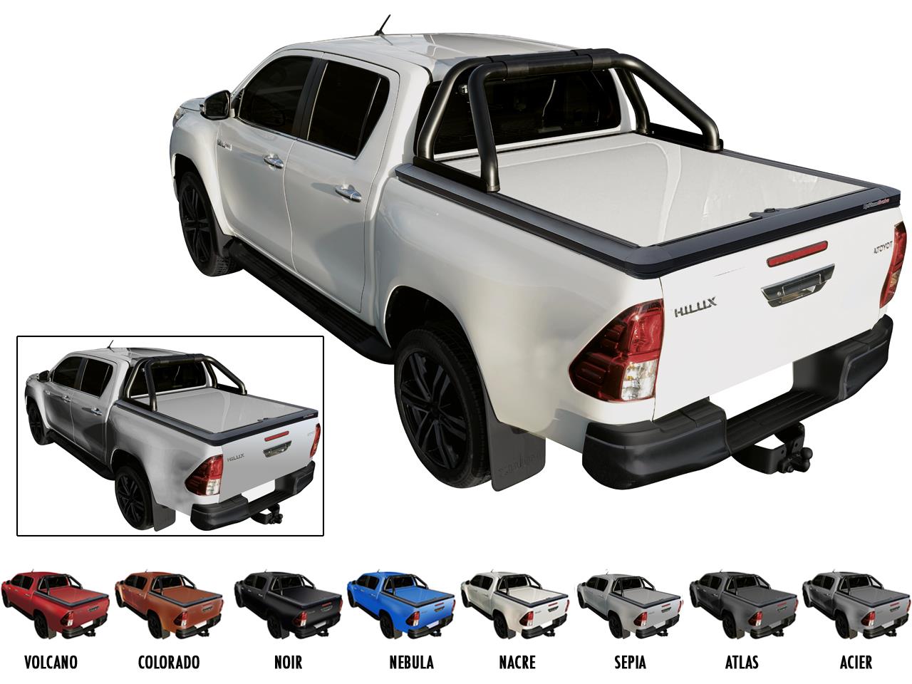 Tonneau Cover Upstone In Alluminio Toyota Hilux 2016+ Double Cab Grigio Acier 1D6