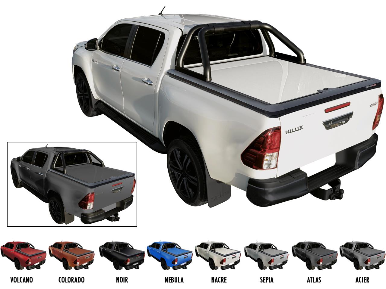 Tonneau Cover Upstone In Alluminio Toyota Hilux 2016+ Double Cab Grigio Atlas 1G3