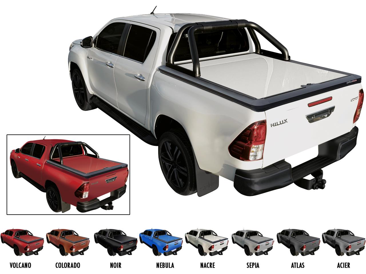 Tonneau Cover Upstone In Alluminio Toyota Hilux 2016+ Double Cab Rosso Volcano 3T6