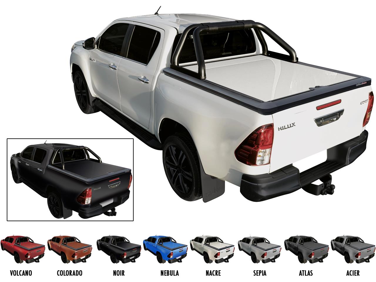 Tonneau Cover Upstone In Alluminio Toyota Hilux 2016+ Extra Nero 218