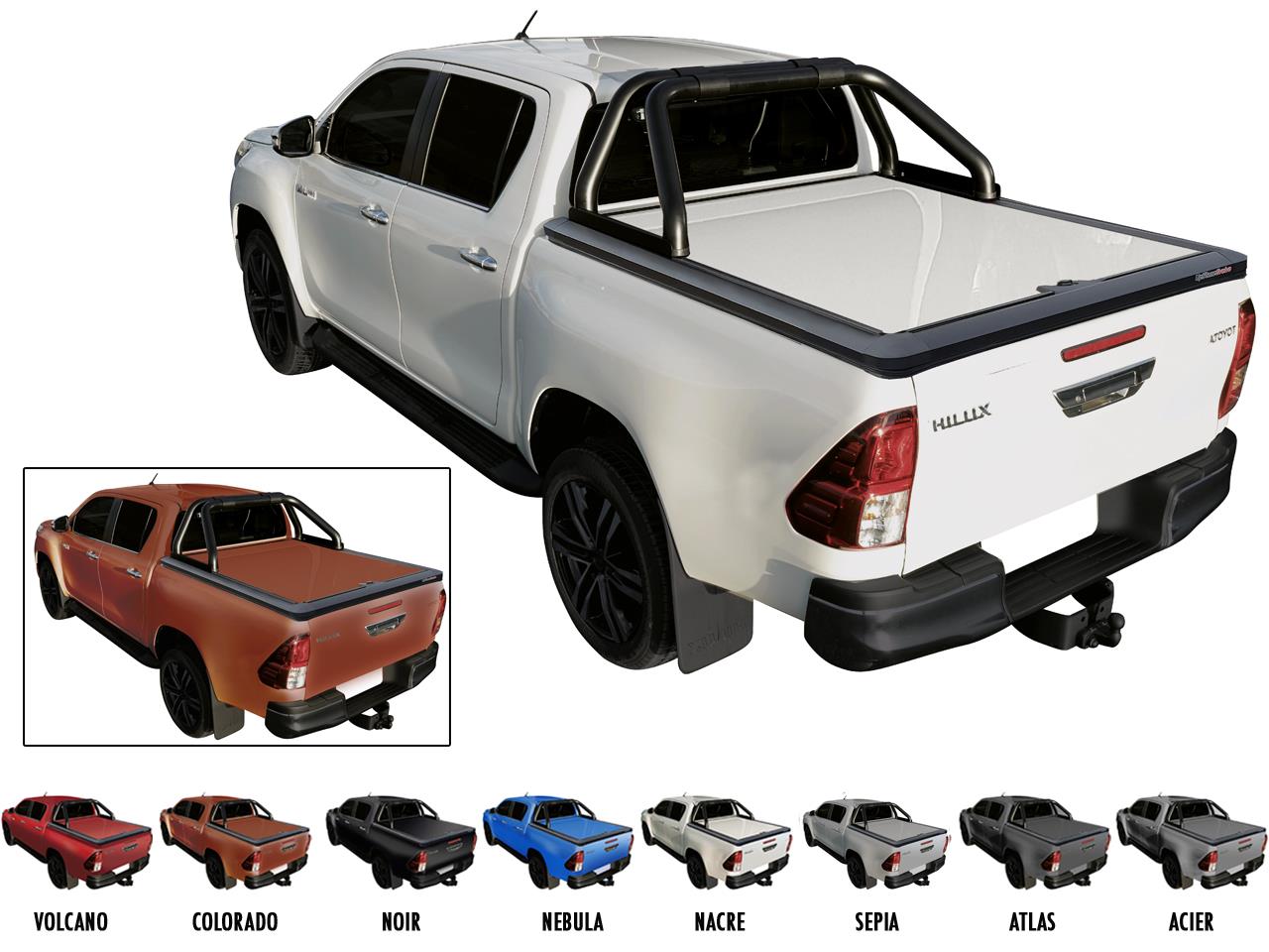 Tonneau Cover Upstone In Alluminio Toyota Hilux 2016+ Extra Rosso Colorado 4R8