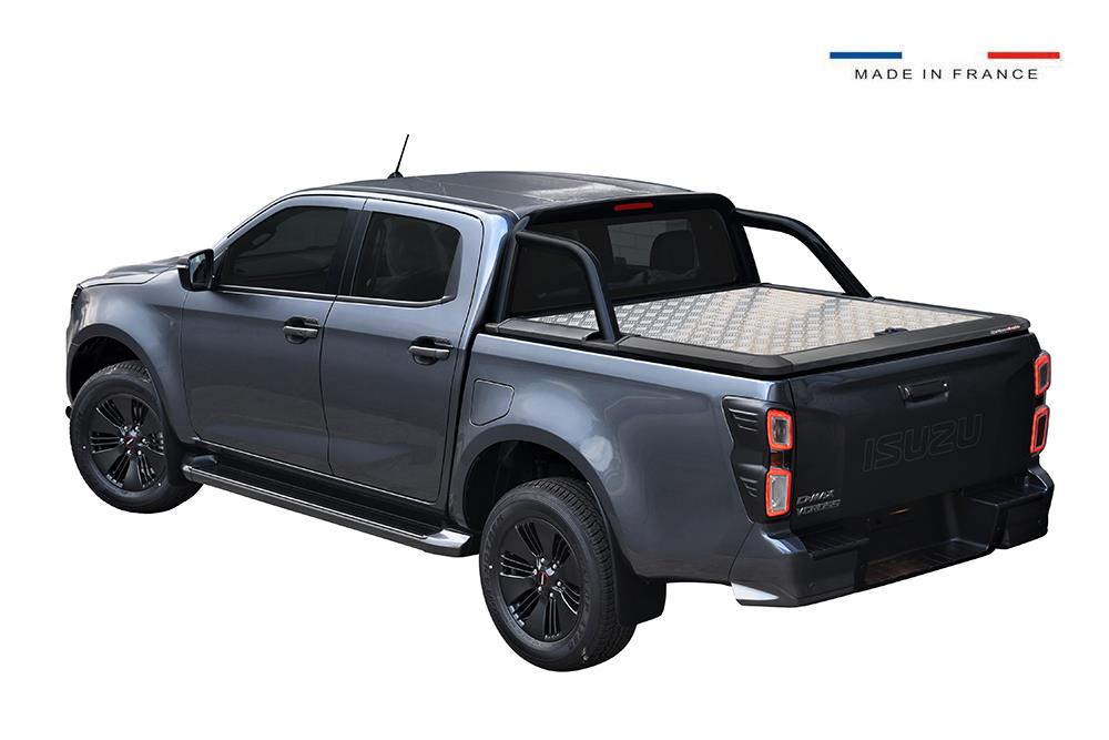 Copertura Del Tonneau Alluminio Nero V2 Isuzu D-Max 2020+ Cabina Dell'equipaggio Compatibile Roll Bar