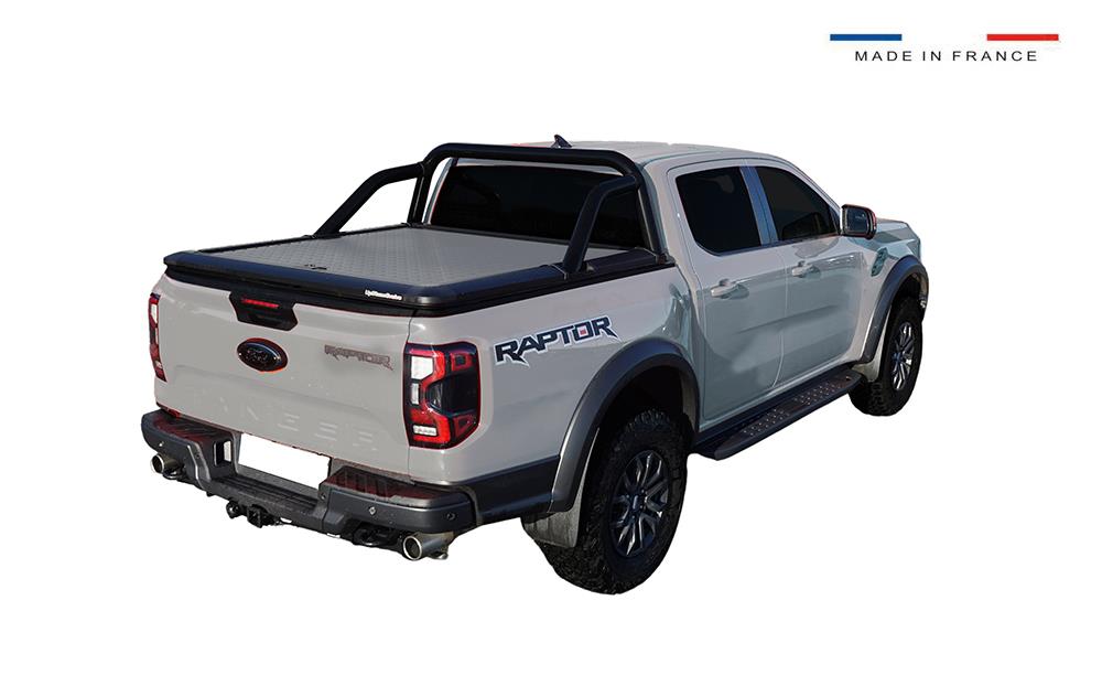 Tonneau Coprono Alluminio Non Verniciato V2 Ford Ranger 23+ Doppia Cabina Compatibile Roll Bar Usptone
