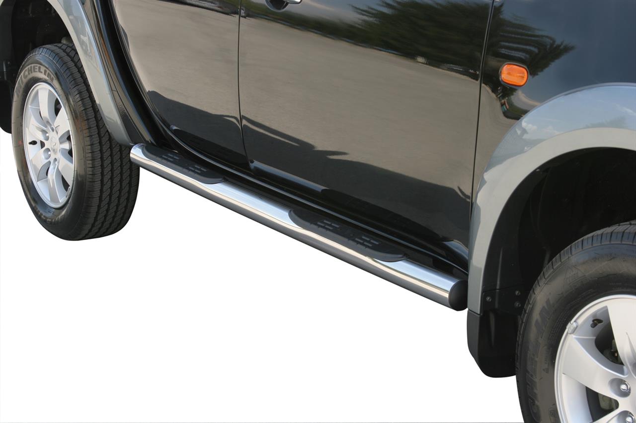 Pedane Laterali Inox Ø 76 Mitsubishi L200 Doppia Cabina 2006/2009