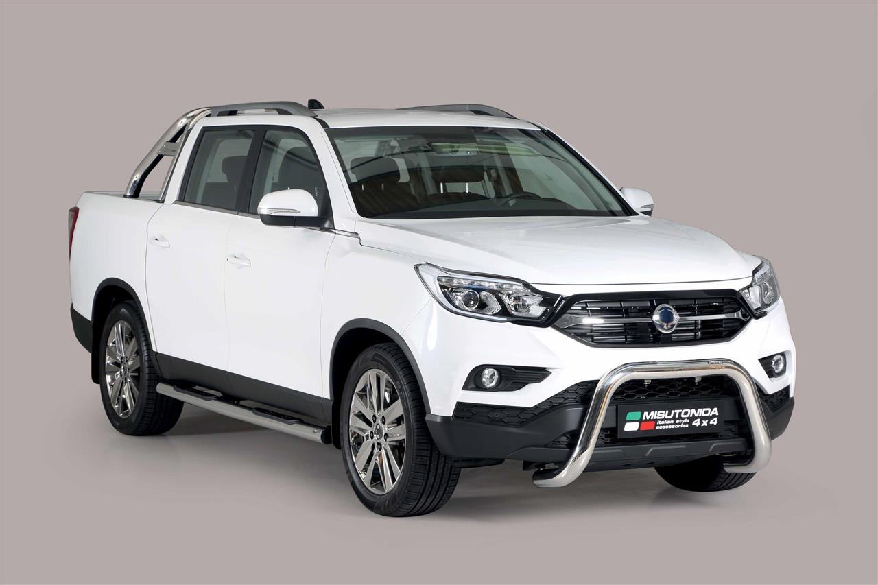 Pedane Laterali Inox Ø 76 Ssangyong Musso Sports 2018+ Thermolacate Nero