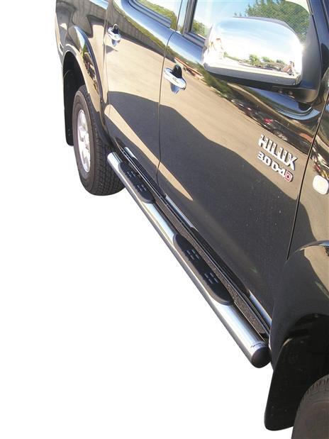 Pedane Laterali Termolaccate Nere Ø 76 Toyota Hilux Doppia Cab 2016+