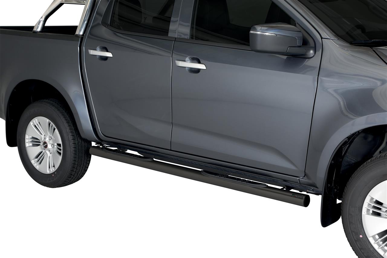 Pedane Laterali Inox Ø 76 Design Isuzu Dmax 2020+ Space Cab Nere