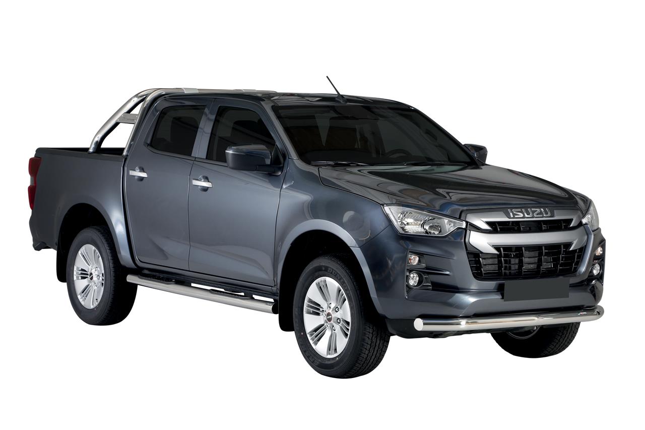 Pedane Laterali Inox Ø 76 Design Isuzu Dmax 2020+ Space Cab