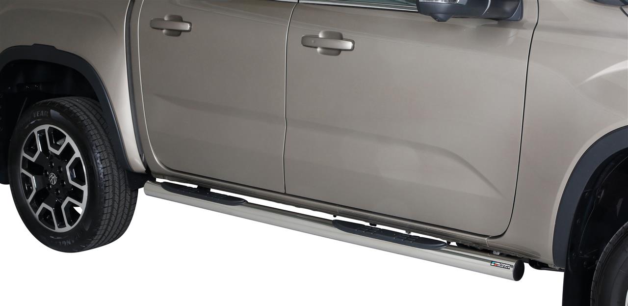 Pedane Laterali Ovali Thermolacate Nere  Inox Ø 76 Volkswagen Amarok 2023+