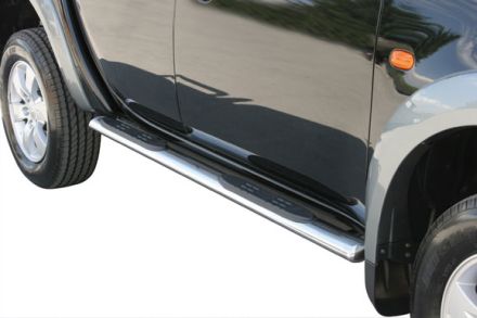 Pedane Laterali Ovali Inox Ø76 Mitsubishi L200 2006+ Doppia Cabina