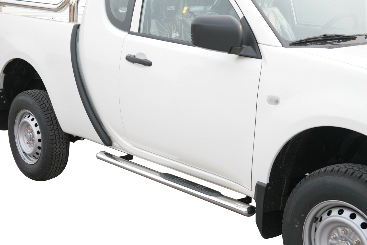 Pedane Laterali Ovali Inox Ø76 Mitsubishi L200 2010-2014 Club Cab