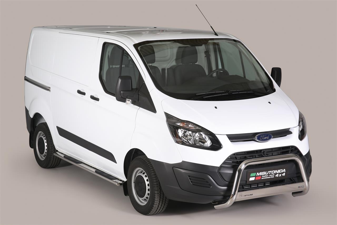 Pedane Laterali Ovali Inox Ø76 Ford Transit Custom 13+ L1H1