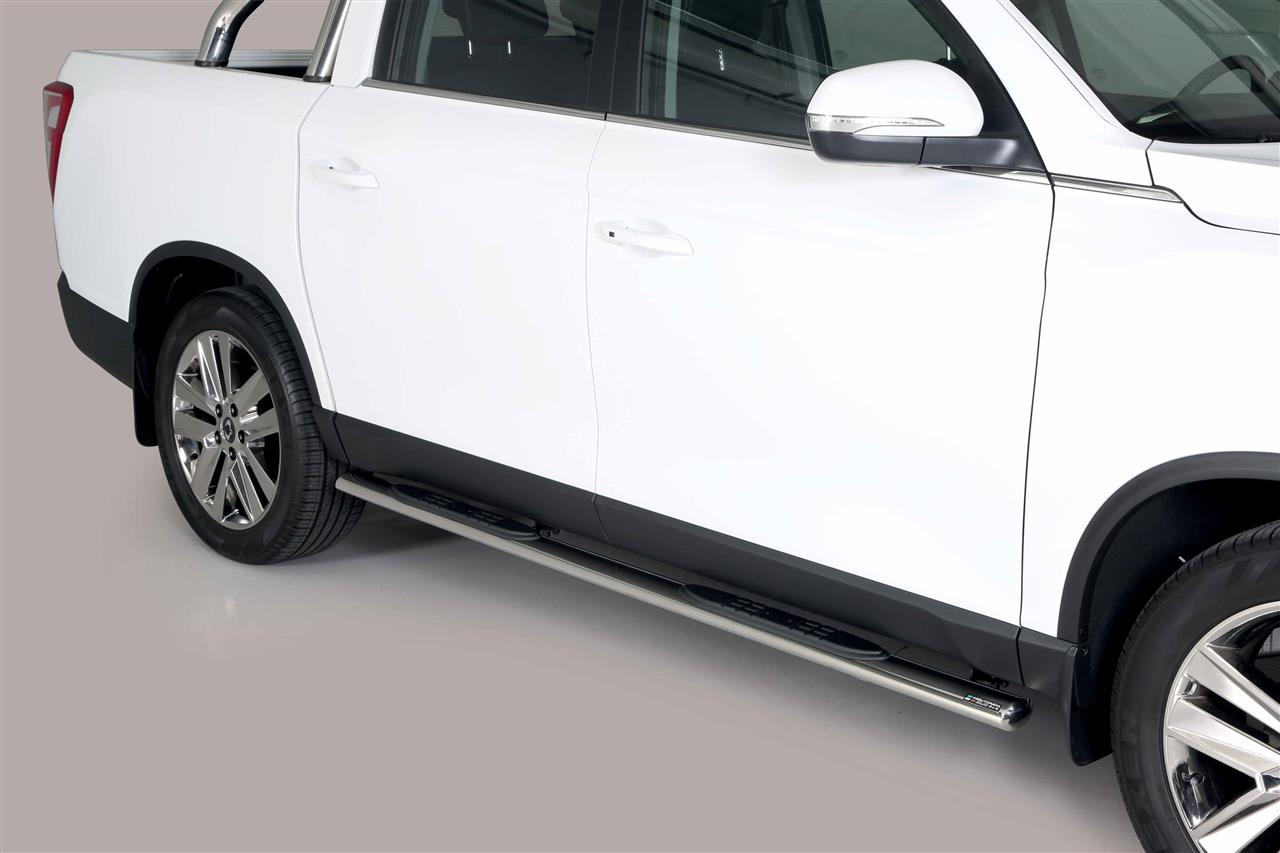 Pedane Laterali Ovali Inox Ø 76 Ssangyong Musso Sports 2018+