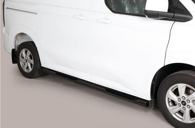 Pedane Laterali Ovali Thermolacate Nere  Inox Ø 76  Ford Transit Custom 2023+ L1