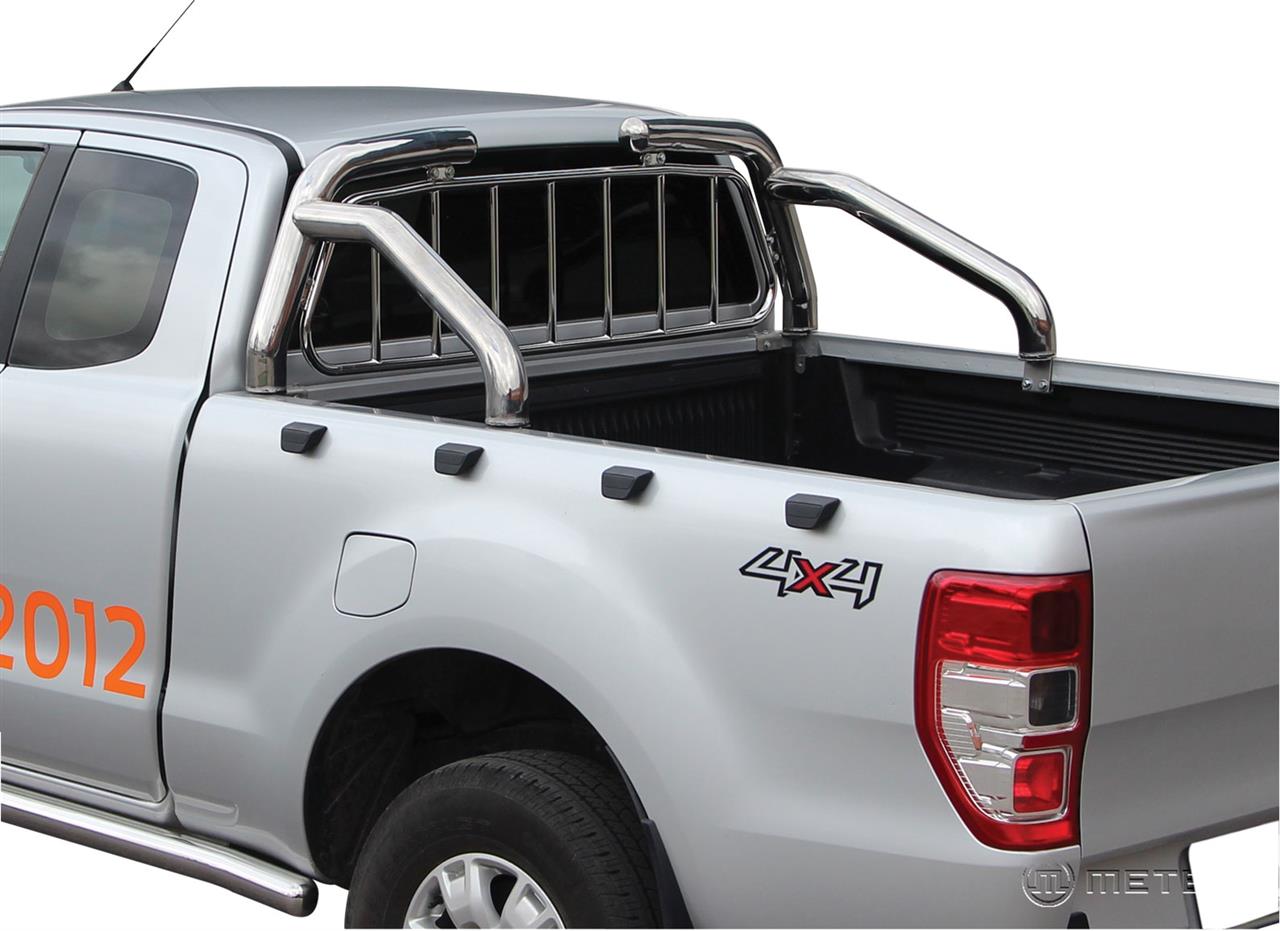 Roll Bar Inox Tube Ø76 Con Griglia Di Protezione Cabina Ford Ranger 2012+
