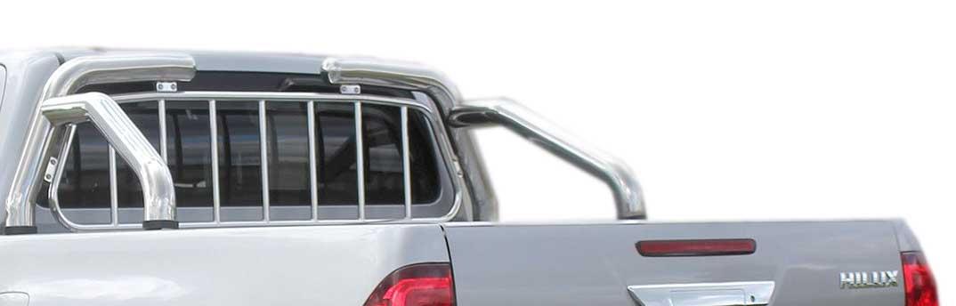 Roll Bar Inox Ø70 Toyota Hilux 2016+ Con Griglia Di Protezione Cabina