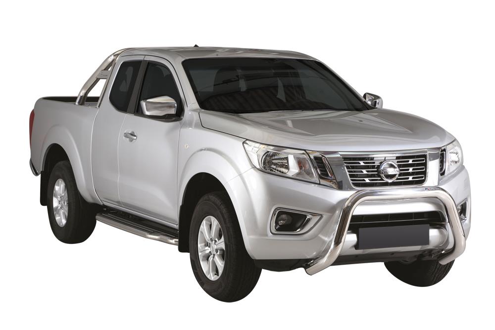 Pedane Laterali Inox Ø50 Nissan Np300 2016/2021 Doppia Cabina Termolaccate Nere