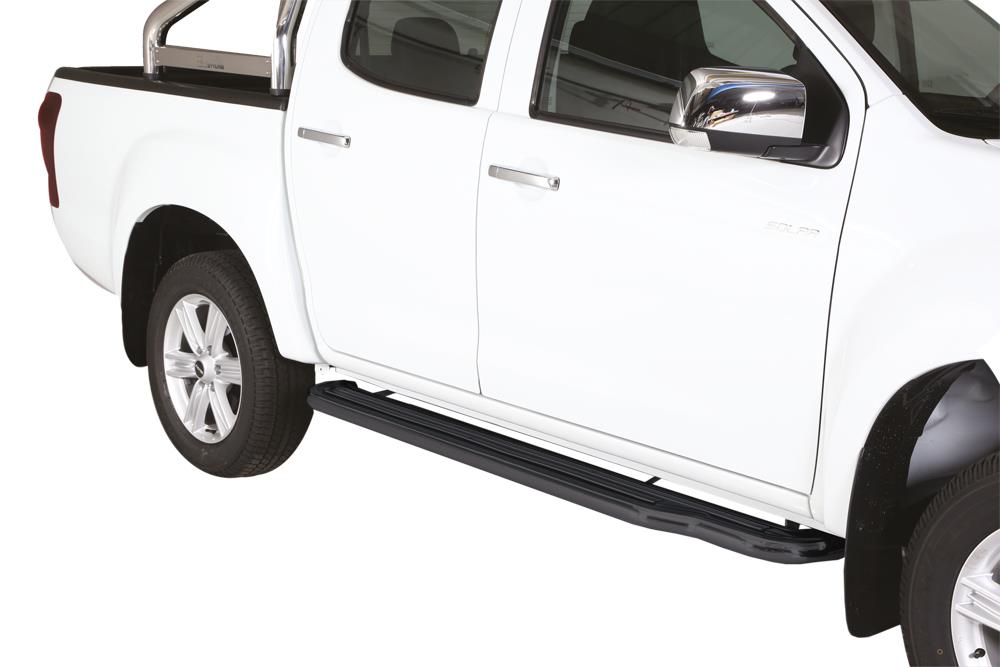 Pedane Laterali Inox Ø50 Mitsubishi L200 2016+ Double Cab Termolaccate Nere