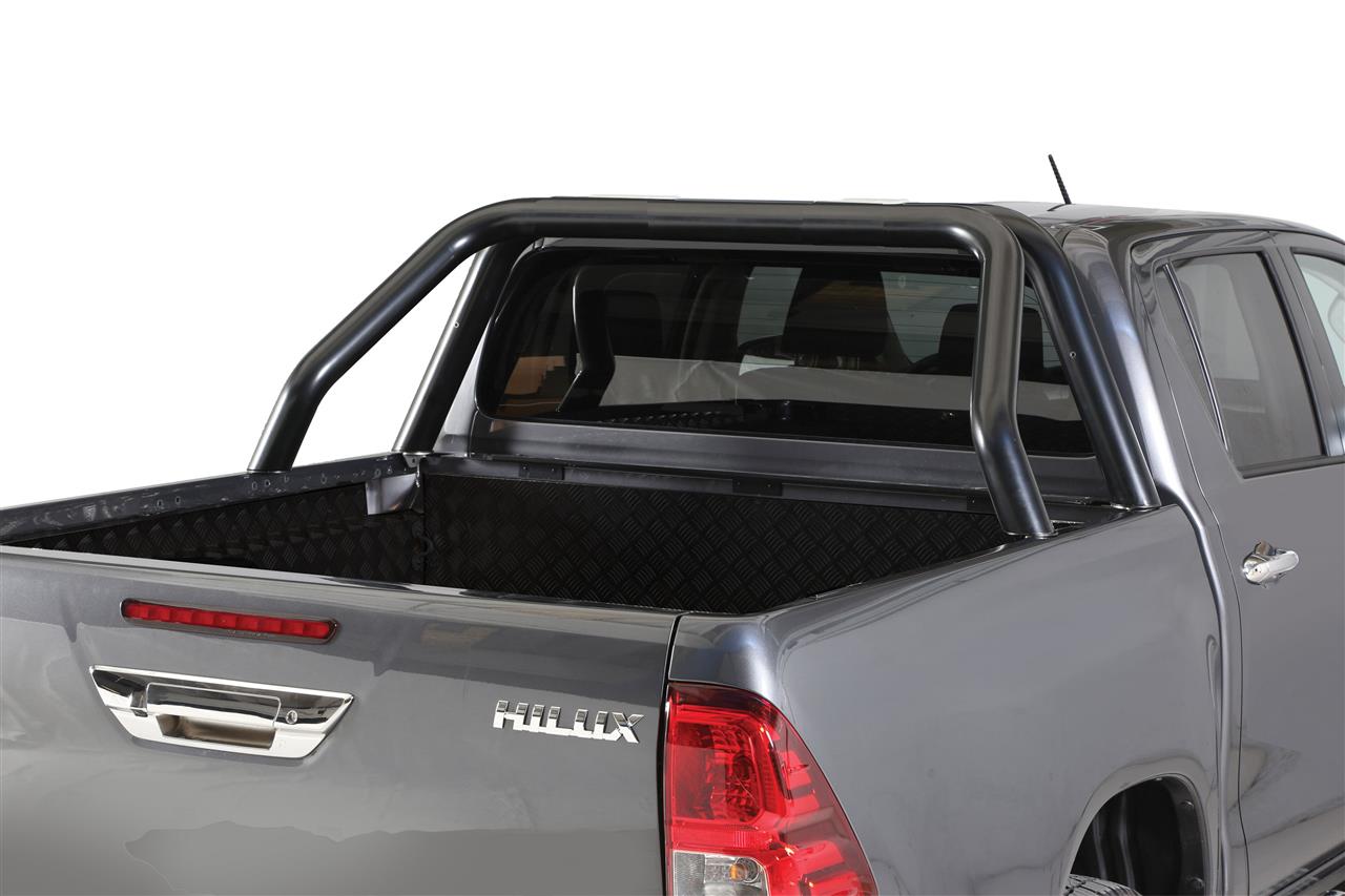 Roll Bar Inox Doppio Tubo Inox Nero New Style Ø76 Toyota Hilux 2016+ Doppia Cab/extra Cab.