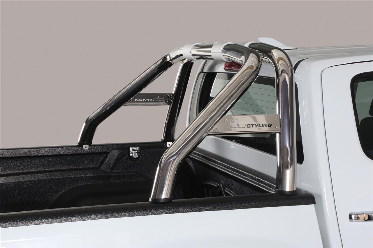 Roll Bar Inox Doppio Tubo Ø 76 Isuzu Dmax 2017 Con Modanatura Laterale
