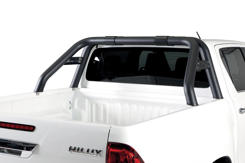 Roll Bar Nero Doppio Tubo Ø 76 Toyota Hilux 2016 Con Modanatura Laterale