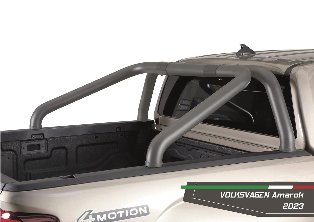Barra Di Rotolamento Inox Con Piastra Laterale Doppio Tubo Ø76 Volkswagen Amarok 2023+