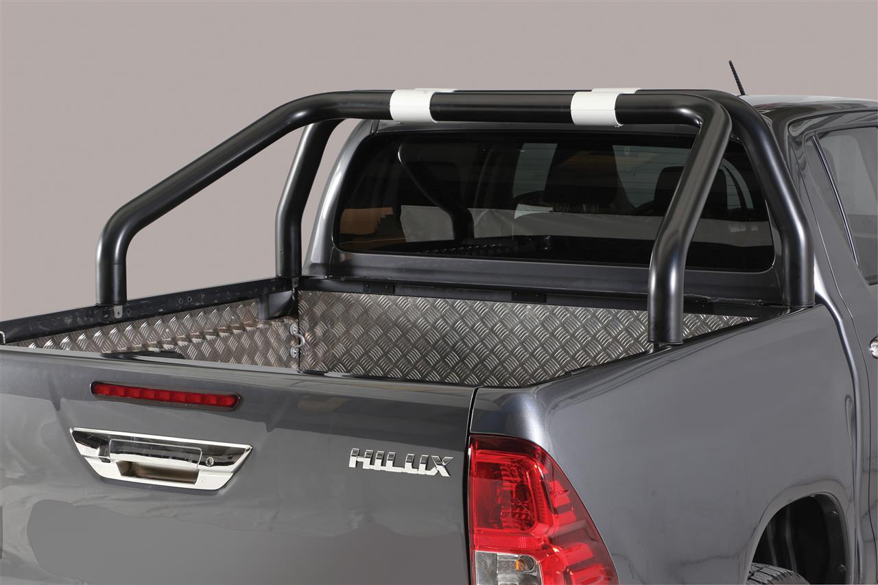 Roll Bar Inox Termolaccato Nero Doppio Tubo Ø 76 Toyota Hilux 2016+ Con Modanatura Laterale