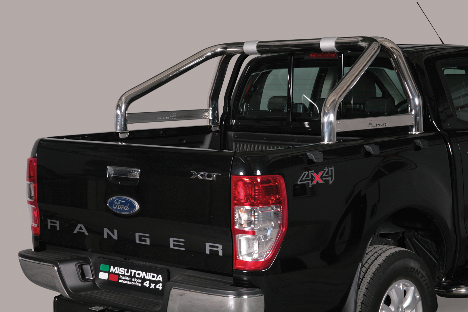 Roll Bar Inox Doppio Tubo Ø76 Ford Ranger 2012+ Con Modanatura Laterale