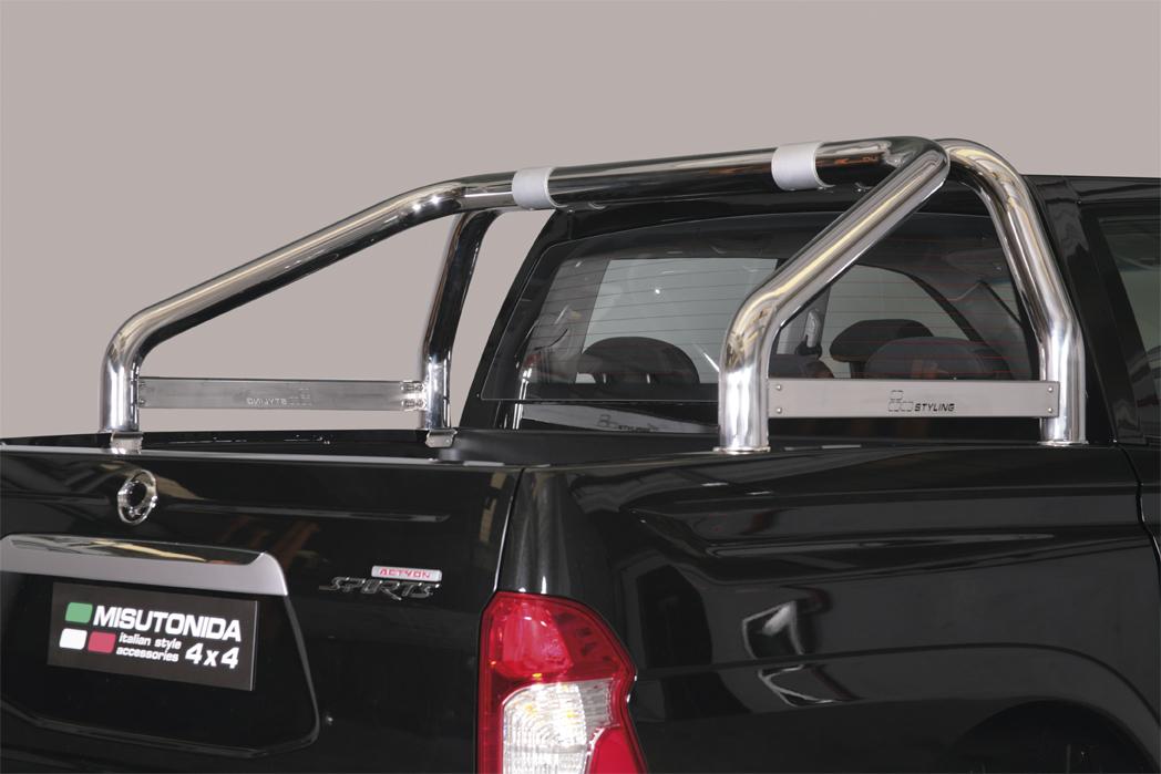 Roll Bar Inox Doppio Tubo Ø76 Ssangyong Actyon Sports 2012+ Con Marcatura