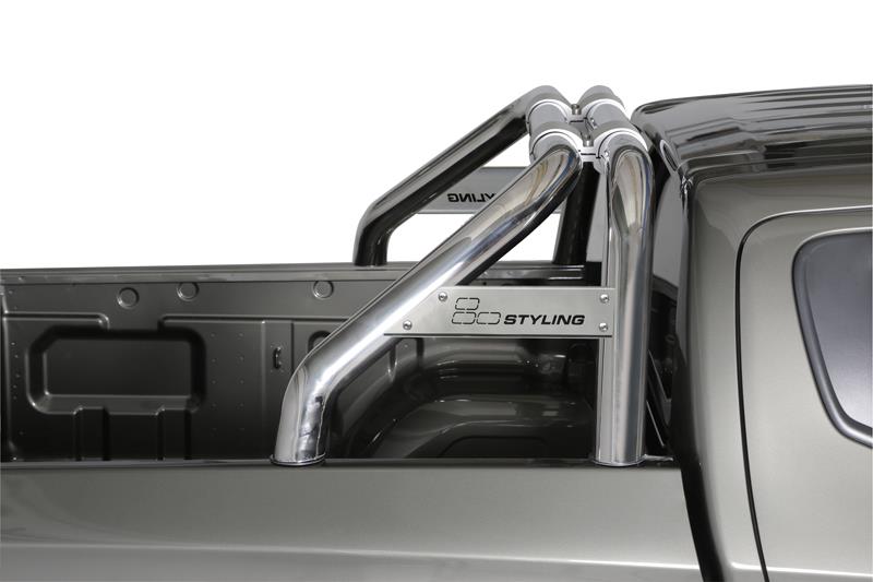 Roll Bar Inox Doppio Tubo Ø 76 Mitsubishi L200 2016+ Club Cab Con Modanatura Laterale