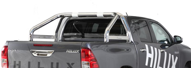 Roll Bar Inox Doppio Tubo Ø 76 Toyota Hilux 2016+ Con Modanatura Laterale