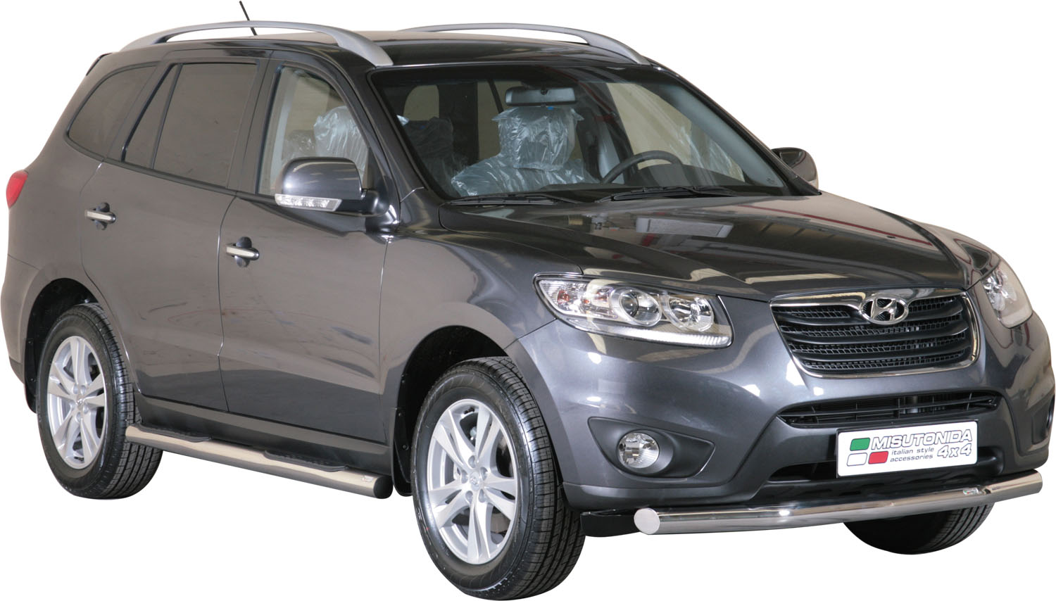 Tubo Di Protezione Anteriore Inox Ø76 Hyundai Santa Fe 2010/2011