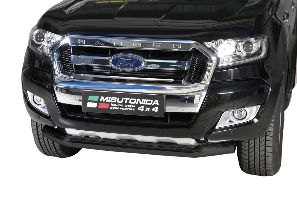 Tubo Di Protezione Anteriore In Acciaio Inox Nero Ø 76 Ford Ranger 2012/2015